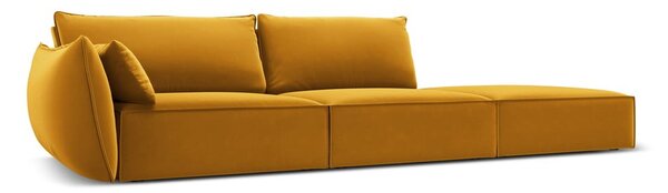 Musztardowa aksamitna sofa lewostronna 264 cm Vanda – Mazzini Sofas