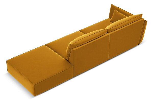 Musztardowa aksamitna sofa lewostronna 264 cm Vanda – Mazzini Sofas