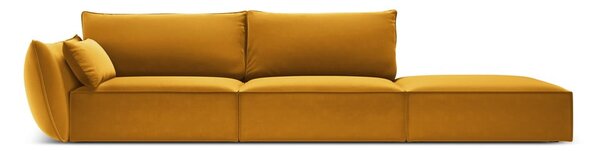 Musztardowa aksamitna sofa lewostronna 264 cm Vanda – Mazzini Sofas