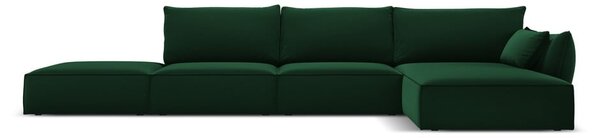 Ciemnozielony aksamitny narożnik (prawostronny/z szezlongiem) Vanda – Mazzini Sofas