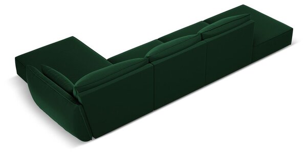 Ciemnozielony aksamitny narożnik (prawostronny/z szezlongiem) Vanda – Mazzini Sofas