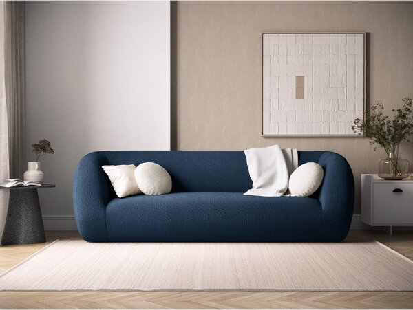 Niebieska sofa z materiału bouclé 230 cm Essen – Cosmopolitan Design