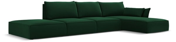 Ciemnozielony aksamitny narożnik (prawostronny/z szezlongiem) Vanda – Mazzini Sofas