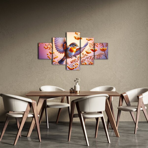 Obraz - Ptak z jarzębiną (125x70 cm)
