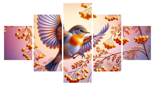 Obraz - Ptak z jarzębiną (125x70 cm)