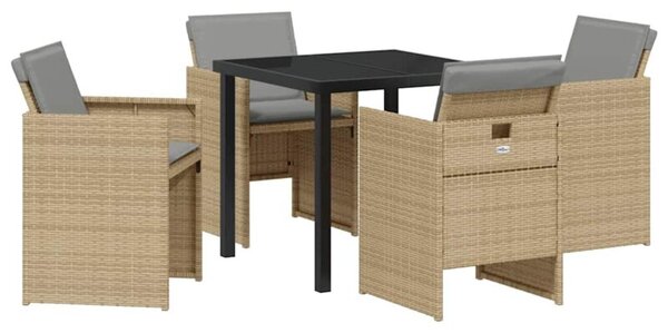 Zestaw Mebli Ogrodowych Komplet Jadalniany 5-Częściowy Beżowy Rattan Na Taras Balkon Ogród