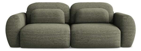 Zielona sztruksowa rozkładana sofa ze schowkiem 266 cm Kini – Makamii
