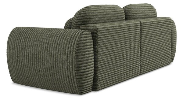 Zielona sztruksowa rozkładana sofa ze schowkiem 266 cm Kini – Makamii