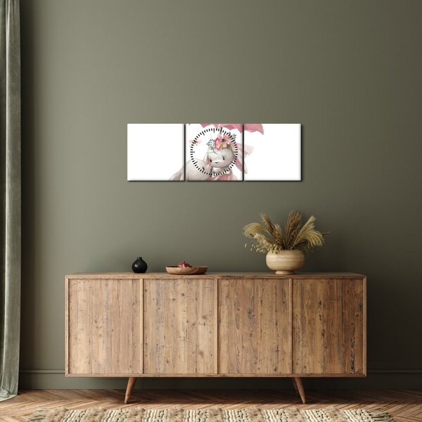 Obraz - Zwierzątko akwarelowe N⁰3 (z zegarem) (90x30 cm)