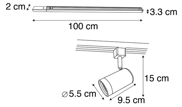 Nowoczesny 1-fazowy system oświetlenia szynowego z 15 reflektorami biały - Iconic Jeana