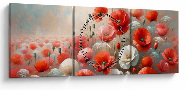 Obraz - Obraz z makami (z zegarem) (90x30 cm)