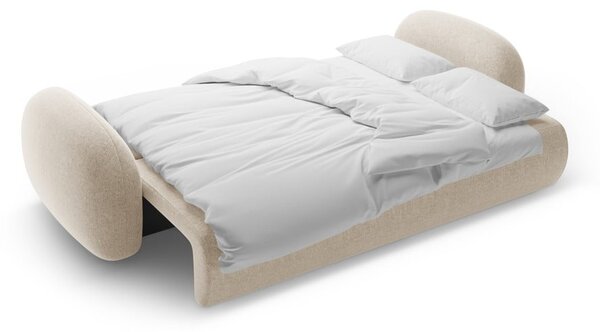 Beżowa rozkładana/ze schowkiem sofa z tkaniny szenilowej 262 cm Tonale – Cosmopolitan Design