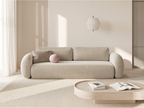 Beżowa rozkładana/ze schowkiem sofa z tkaniny szenilowej 262 cm Tonale – Cosmopolitan Design