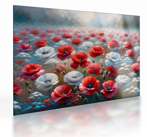 Obraz na szkle - Pole maków (70x50 cm)
