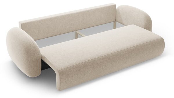 Beżowa rozkładana/ze schowkiem sofa z tkaniny szenilowej 262 cm Tonale – Cosmopolitan Design