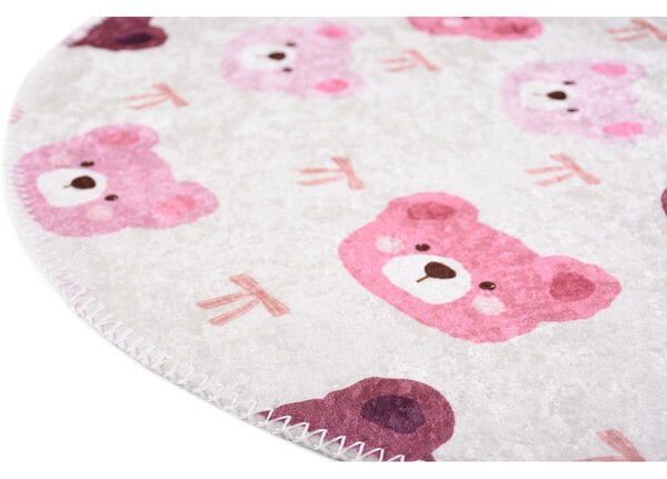 Różowo-kremowy dywan dziecięcy odpowiedni do prania ø120 cm Cute Teddies Pink – Vitaus