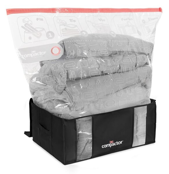 Tekstylne pojemniki do przechowywania ubrań zestaw 2 szt. próżniowe/usztywniane 65x45x27 cm Black Edition – Compactor
