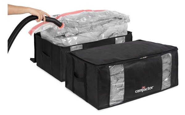 Tekstylne pojemniki do przechowywania ubrań zestaw 2 szt. próżniowe/usztywniane 65x45x27 cm Black Edition – Compactor
