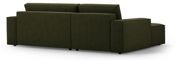 Ciemnozielony rozkładany narożnik z materiału bouclé (lewostronny) Jodie – Micadoni Home