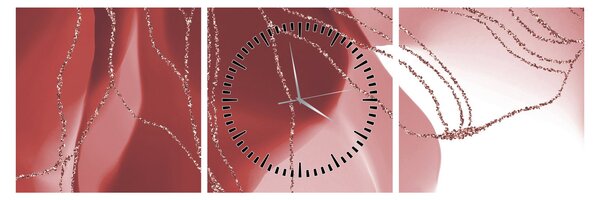 Obraz - Czerwony abstrakcyjny kwiat N⁰1 (z zegarem) (90x30 cm)