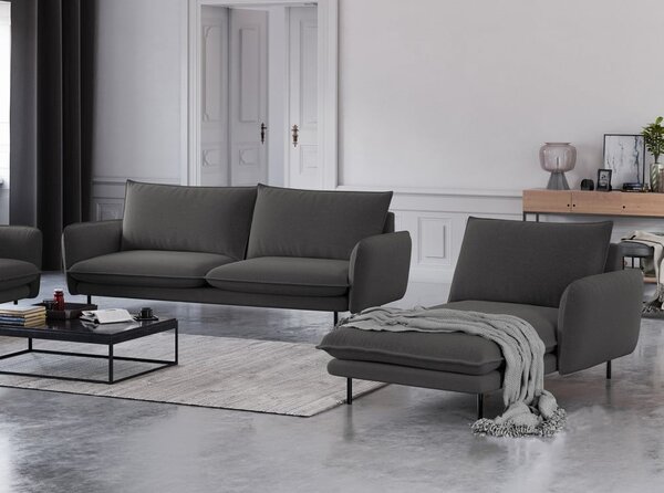 Ciemnoszary szezlong Cosmopolitan Design Vienna, prawostronny