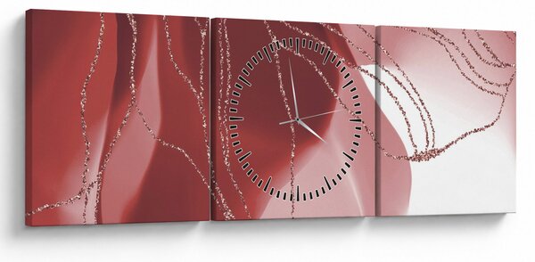 Obraz - Czerwony abstrakcyjny kwiat N⁰1 (z zegarem) (90x30 cm)