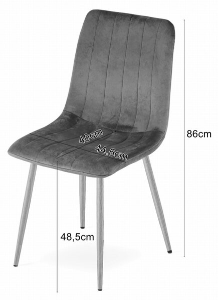 Zestaw jadalniany 1 + 4, biały stół jadalny ADRIA 120x80 cm + kremowe aksamitne krzesło LAVA