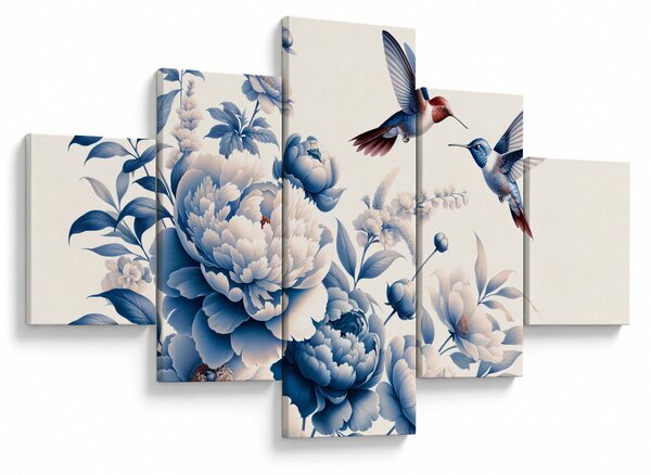 Obraz - Kolibry nad kwiatem (125x70 cm)