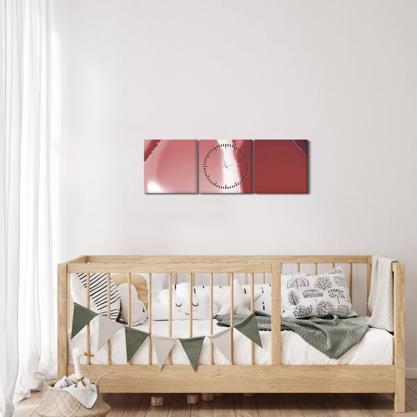 Obraz - Czerwony abstrakcyjny kwiat N⁰3 (z zegarem) (90x30 cm)