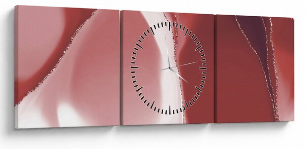 Obraz - Czerwony abstrakcyjny kwiat N⁰3 (z zegarem) (90x30 cm)