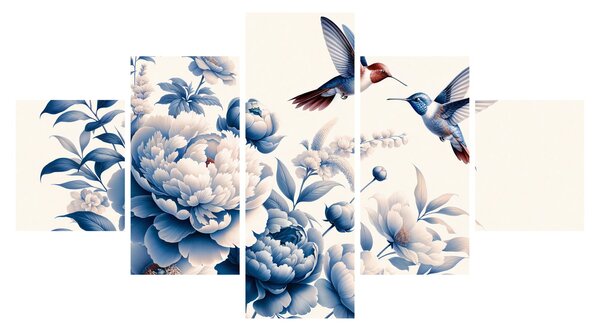 Obraz - Kolibry nad kwiatem (125x70 cm)