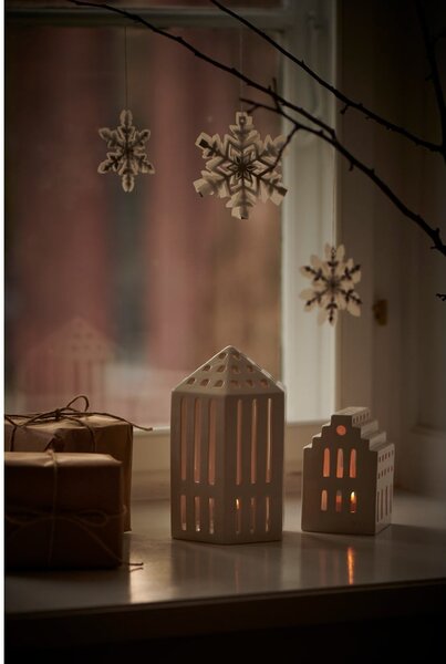 Biały ceramiczny lampion Kähler Design Long Church, wys. 10 cm