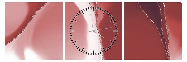 Obraz - Czerwony abstrakcyjny kwiat N⁰3 (z zegarem) (90x30 cm)