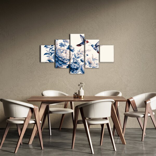 Obraz - Kolibry nad kwiatem (125x70 cm)