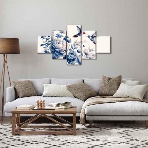 Obraz - Kolibry nad kwiatem (125x70 cm)