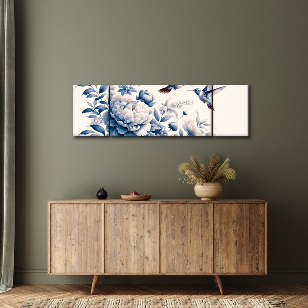 Obraz - Kolibry nad kwiatem (170x50 cm)