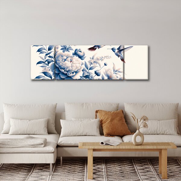 Obraz - Kolibry nad kwiatem (170x50 cm)