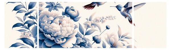 Obraz - Kolibry nad kwiatem (170x50 cm)