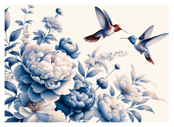 Obraz - Kolibry nad kwiatem (70x50 cm)