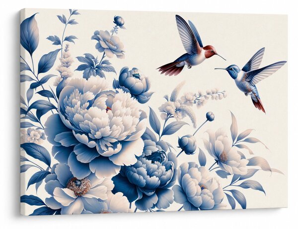 Obraz - Kolibry nad kwiatem (70x50 cm)