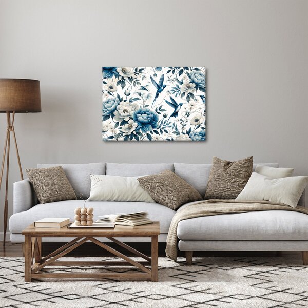 Obraz - Kolibry z kwiatami (70x50 cm)