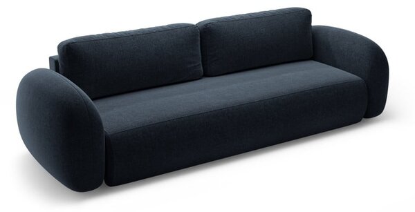 Ciemnoniebieska rozkładana/ze schowkiem sofa z tkaniny szenilowej 262 cm Tonale – Cosmopolitan Design
