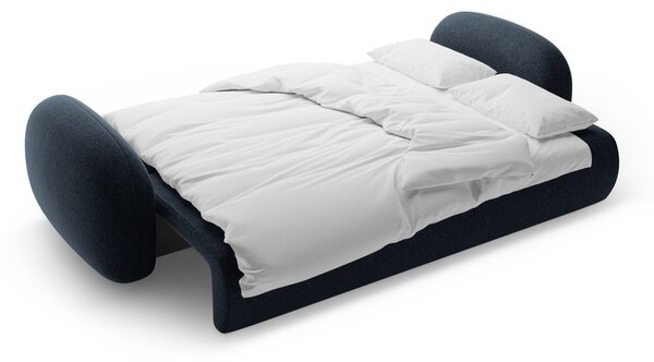 Ciemnoniebieska rozkładana/ze schowkiem sofa z tkaniny szenilowej 262 cm Tonale – Cosmopolitan Design