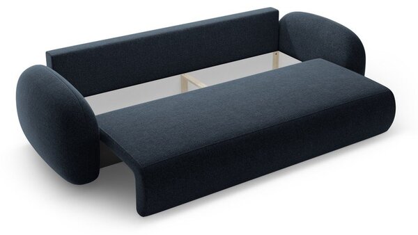 Ciemnoniebieska rozkładana/ze schowkiem sofa z tkaniny szenilowej 262 cm Tonale – Cosmopolitan Design