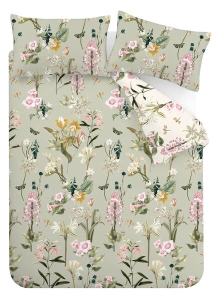 Jasnozielona bawełniana pościel dwuosobowa 200x200 cm Exotic Floral – RHS