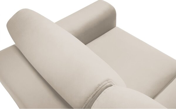 Beżowa aksamitna rozkładana sofa ze schowkiem 235 cm Kyoto – Cosmopolitan Design