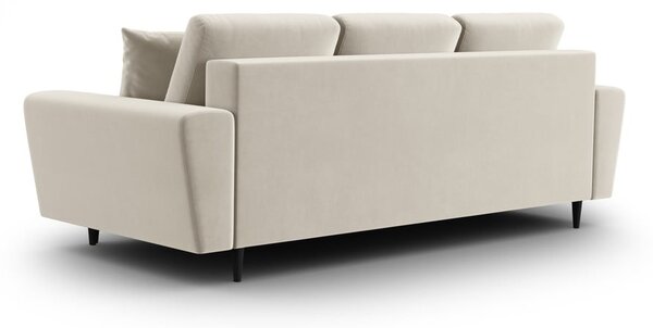 Beżowa aksamitna rozkładana sofa ze schowkiem 235 cm Kyoto – Cosmopolitan Design