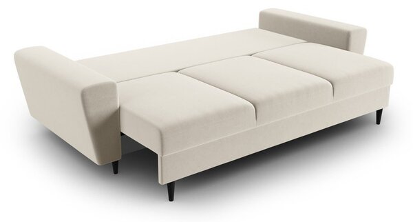 Beżowa aksamitna rozkładana sofa ze schowkiem 235 cm Kyoto – Cosmopolitan Design