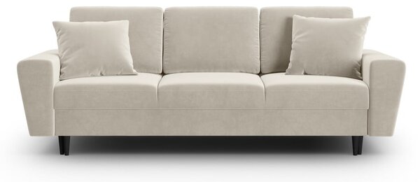 Beżowa aksamitna rozkładana sofa ze schowkiem 235 cm Kyoto – Cosmopolitan Design