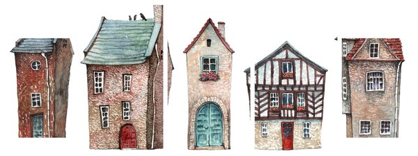 Obraz - Domy akwarelowe (125x70 cm)